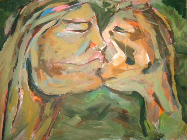 Raafed Jarah 16/ the kiss, acrylic on carton, 50 X 70 cm. 2006.