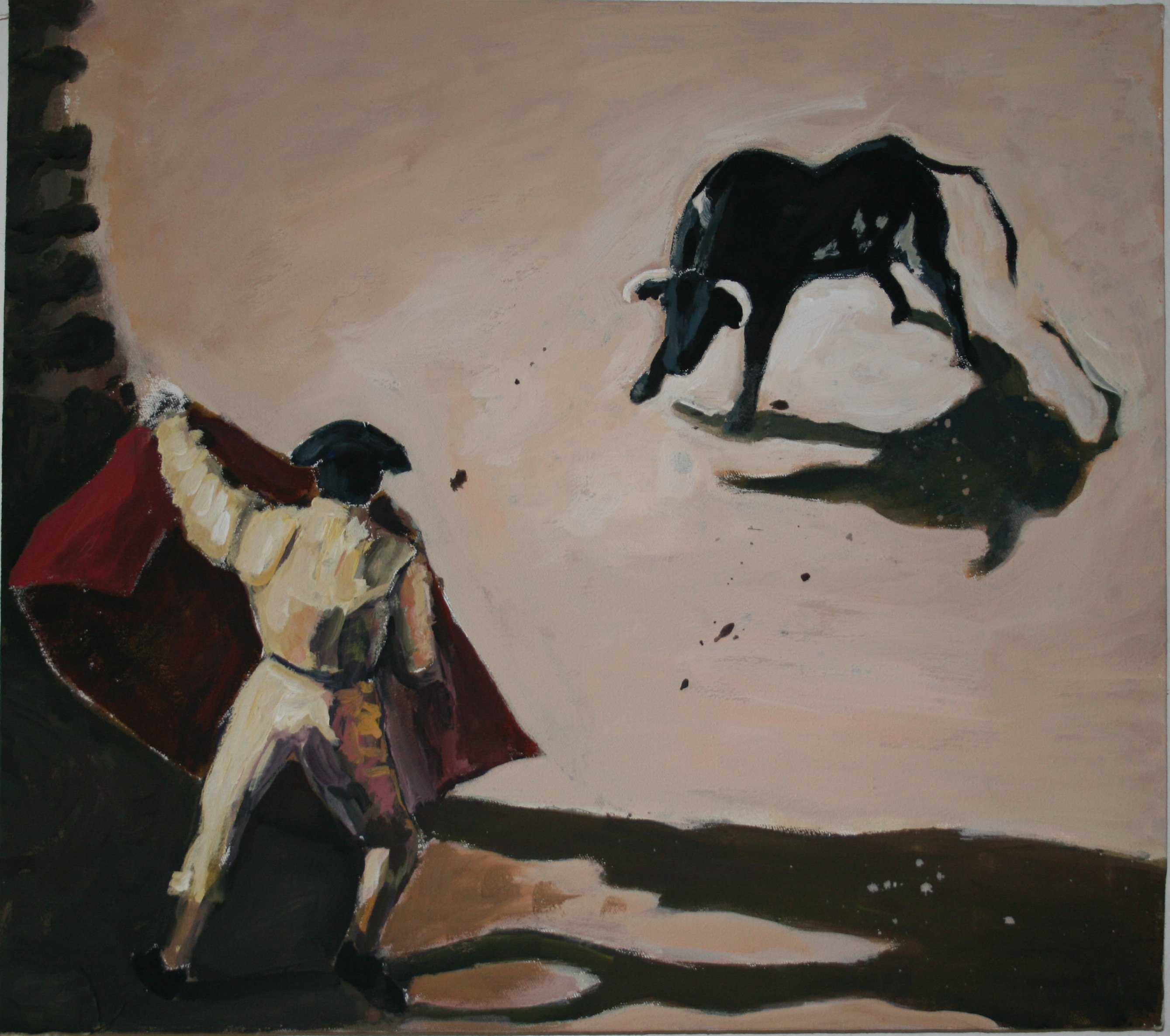 Raafed Jarah 41/ bullfight, acrylic on canvac, 60 X 56 cm. 2008.